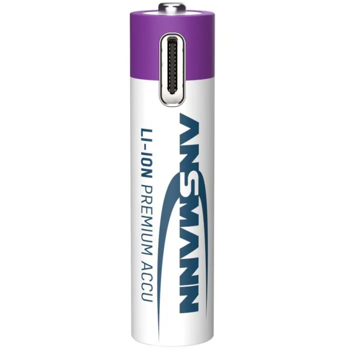 Ansmann Li-Ion battery Micro AAA type 500 (min. 400 mAh), pack of 4 (white/violet, 4x AAA (Micro), USB-C charging port)