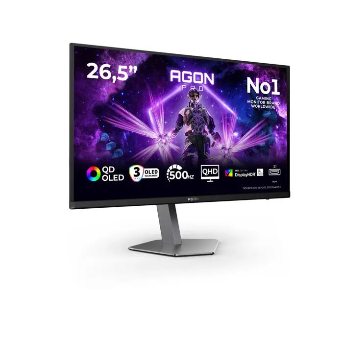 AOC AGON PRO AG276QKD2 computer monitor 67.3 cm (26.5") 2560 x 1440 pixels Quad HD QD-OLED Black, Grey