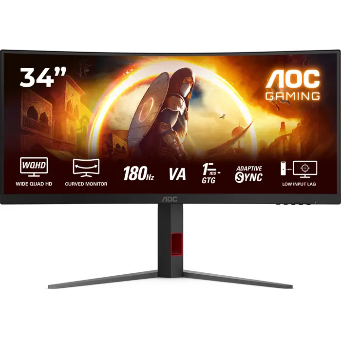 AOC CU34G4, gaming monitor - 34 - black (matt), WQHD, Fast-VA, Curved, Adaptive-Sync, AMD FreeSync Premium, 180Hz panel