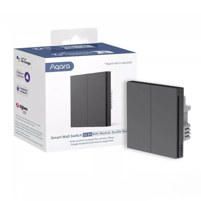 AQARA double wall switch H1 EU with neutral conductor, WS-EUK04 GRAY