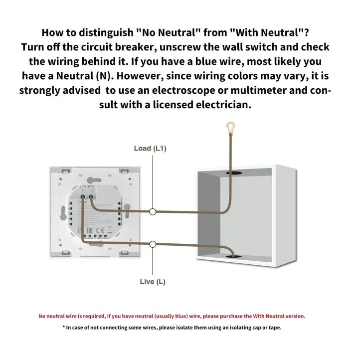 AQARA Smart Zigbee wall switch with relay H1 EU, single, without neutral wire