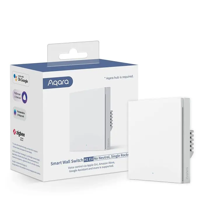 AQARA Smart Zigbee wall switch with relay H1 EU, single, without neutral wire