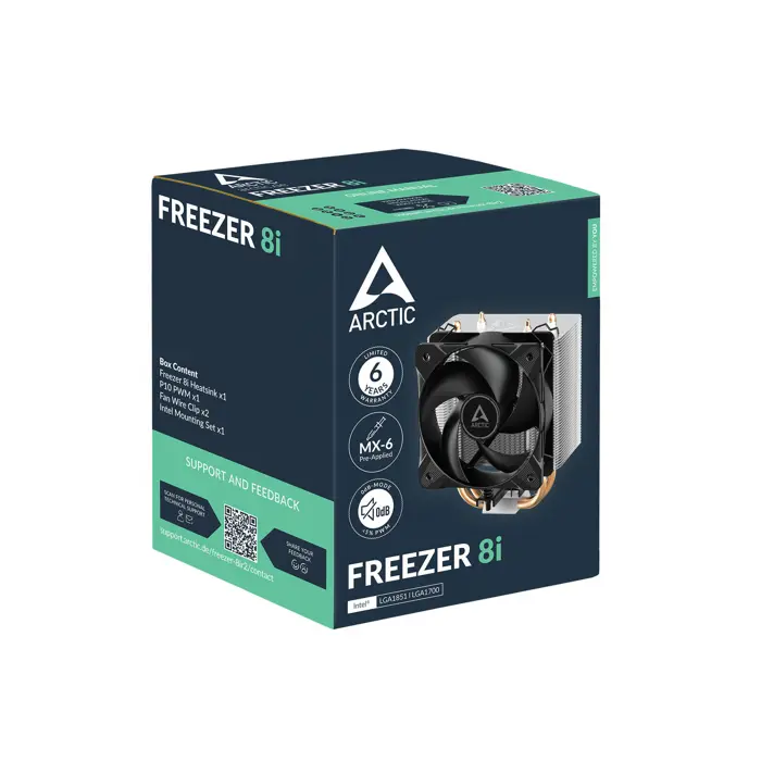 Arctic Freezer 8i CO CPU hladnjak za Intel LGA1851/LGA1700, 100 mm PWM ventilator, crni