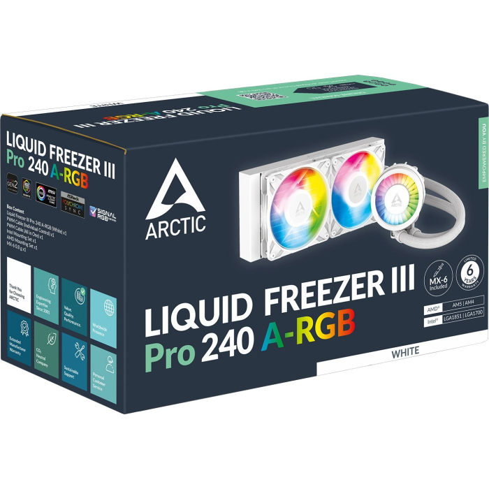 ARCTIC LIQUID FREEZER III PRO 240mm A-RGB vodno hlajenje za INTEL/AMD procesorje (bel)