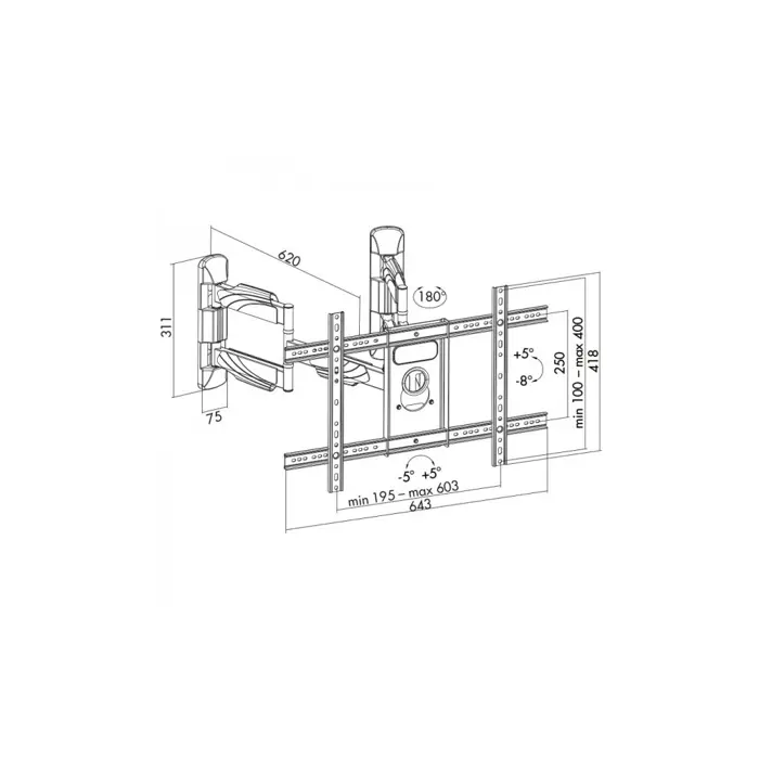 ART AR-85 LCD/LED TV MOUNT 32-70" 45KG VERTICAL/HORIZONTAL ADJUSTMENT