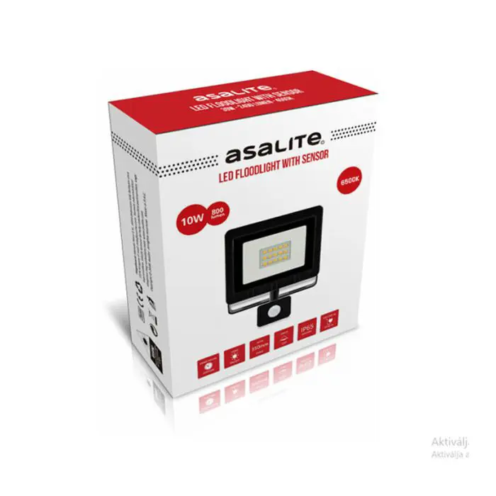 ASALITE LED spotlight 10W 6500K, 800Lm + sensor
