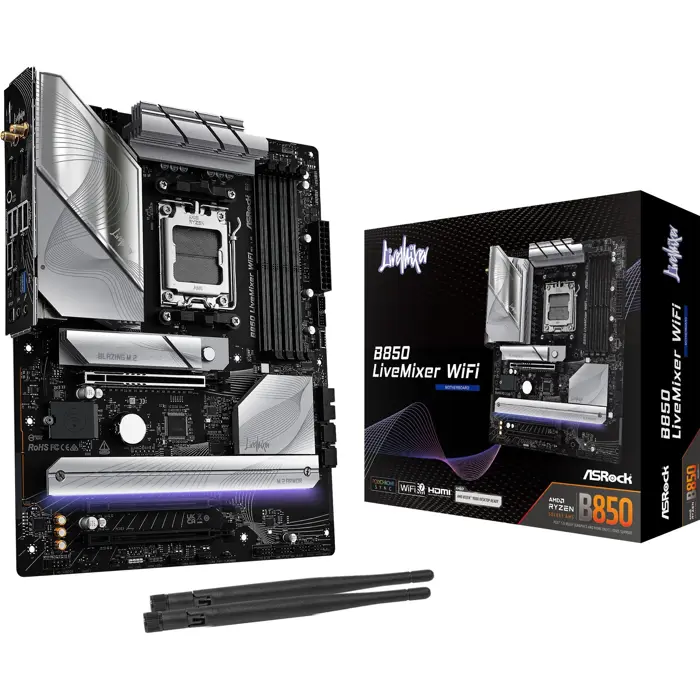 ASRock B850 LiveMixer WiFi - Socket AM5 - motherboard (white)