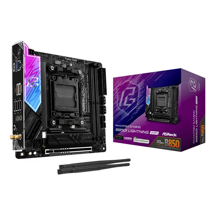 ASROCK B850I Lightning WiFi Mainboard, Sockel AM5, AMD B850, Mini-ITX, DDR5-90-MXBQR0-A0UAYZ