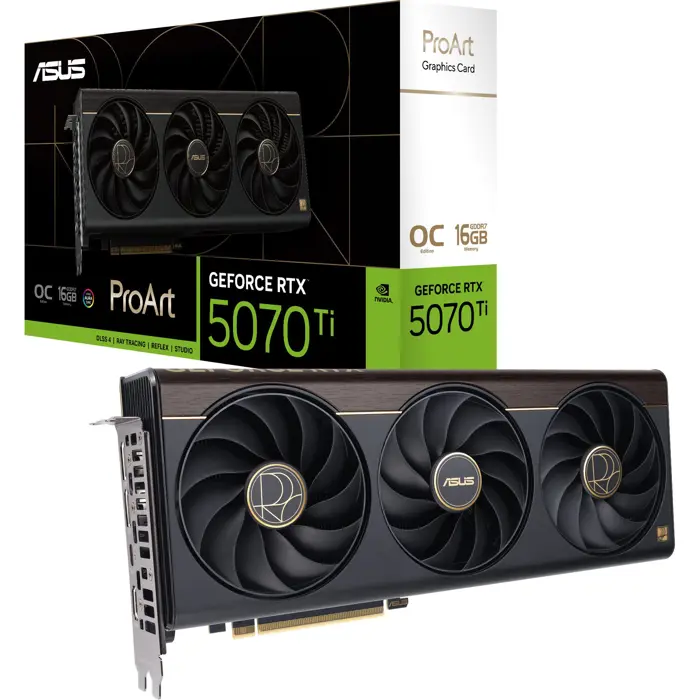 ASUS GeForce RTX 5070 Ti ProArt OC Edition, graphics card DLSS 4, 2x DisplayPort, 1x HDMI 2.1, 1x USB-C