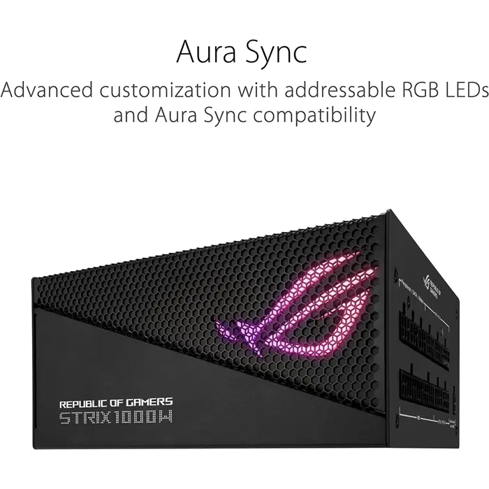 ASUS ROG STRIX 1000W Gold Aura Edition, PC power supply (black, 5x PCIe, cable management, 1000 watts)