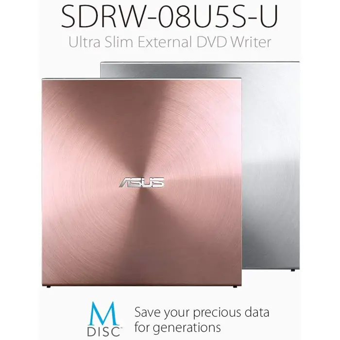 Asus SDRW-08U5S-U External DVD Writer (Rose Gold, USB 2.0, M-DISC)