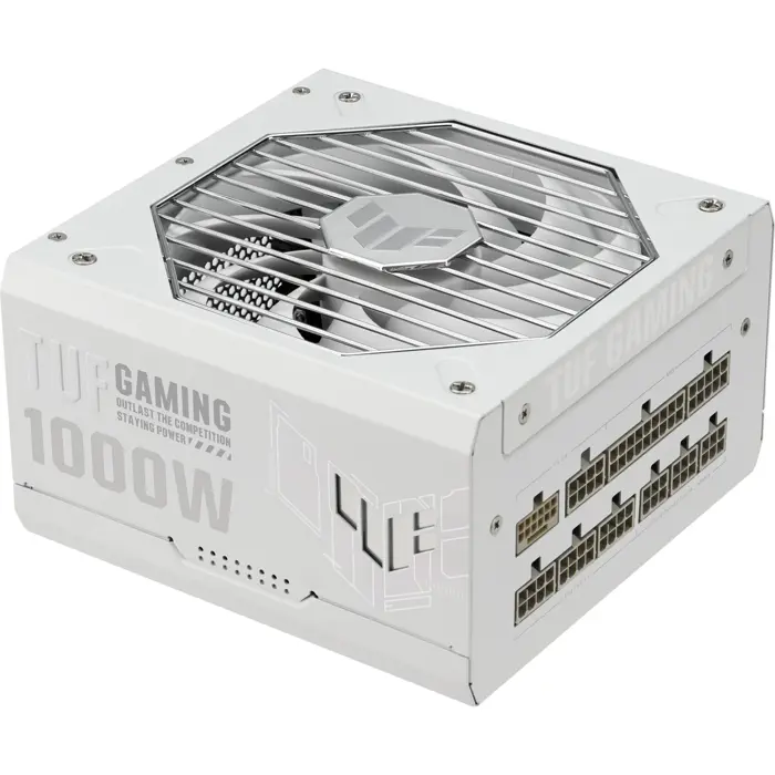 ASUS TUF Gaming 1000W Gold White Edition, PC power supply (black, 1x 12VHPWR, 5x PCIe, cable management, 1000 watts)