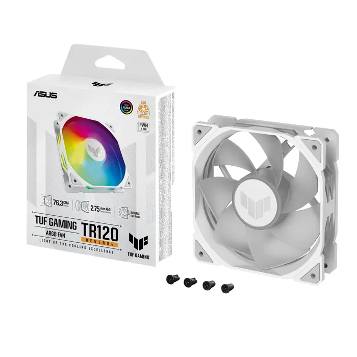 ASUS TUF GAMING TR120 ARGB REVERSE 1-pack White Computer case Air cooler 12 cm