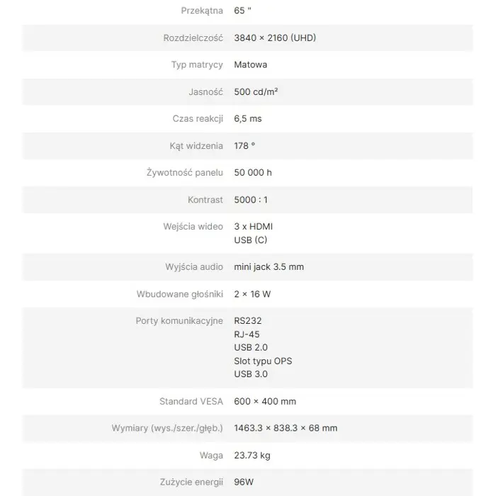 AVTEK INFORMATION MONITOR DS2 65"