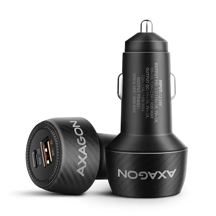 AXAGON PWC-PQ48 Auto Ladegerät, USB-C mit Powe Delivery 3, USB-A mit Quick Charge 4+ - black-PWC-PQ48
