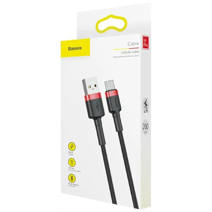 BASEUS USB TO USB-C CABLE CAFULE 2M (RED-BLACK)