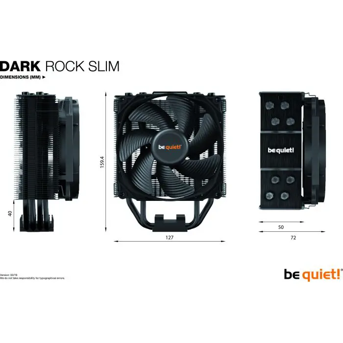 be quiet! Dark Rock Slim, CPU Cooler (Black), BK024