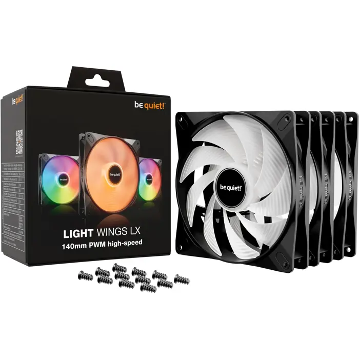 be quiet! Light Wings LX 140mm PWM high-speed triple pack, case fan (black, pack of 3)