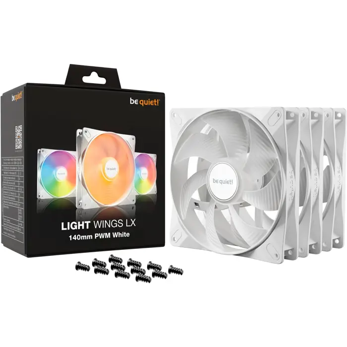Be quiet Light Wings LX 140mm PWM White Triple Pack (white, pack of 3, 140 mm)