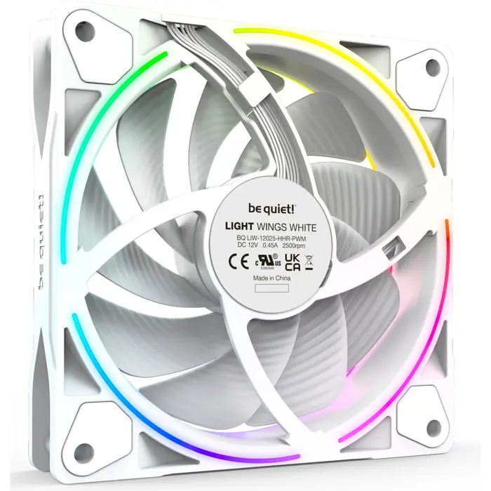 be quiet! Light Wings White 120mm PWM high-speed triple pack, case fan (white, pack of 3, incl. ARGB hub)