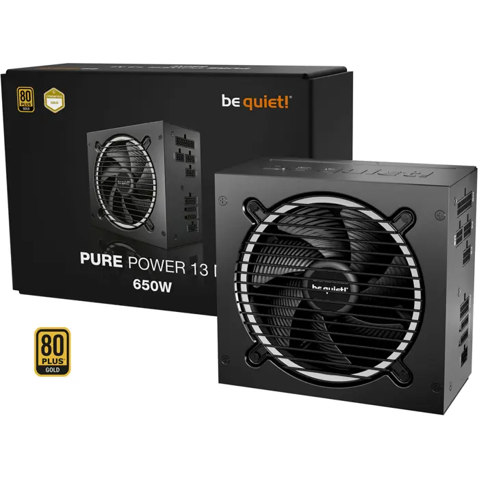 be quiet! Pure Power 13 M 650W, PC power supply black, 1x 12-pin high power GPU, 2x PCIe, cable management, 650 watts