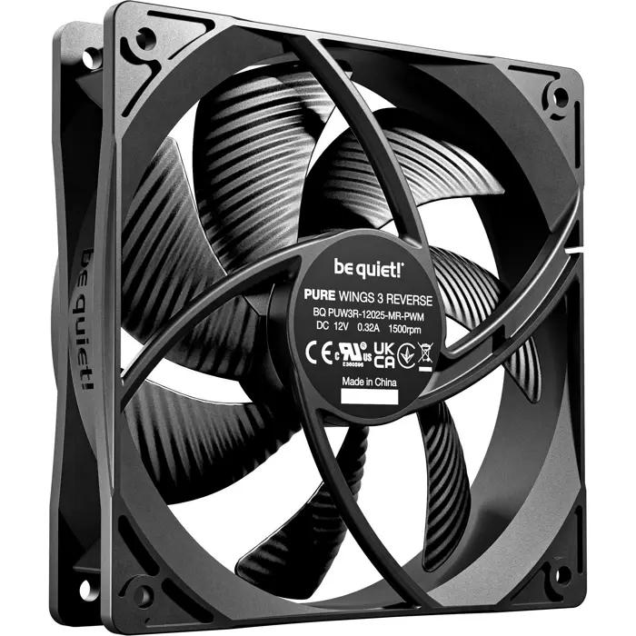 be quiet! Pure Wings 3 120mm PWM Reverse 3-Pack, case fan black, 3-pack, 120 mm