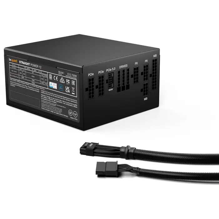 be quiet! Straight Power 12 Platinum 750W ATX3.0, PC power supply (black, 1x 12VHPWR, 4x PCIe, cable management, 750 watts)