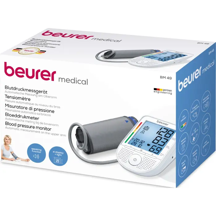 Beurer BM 49 Talking Upper Arm Blood Pressure Monitor (white)