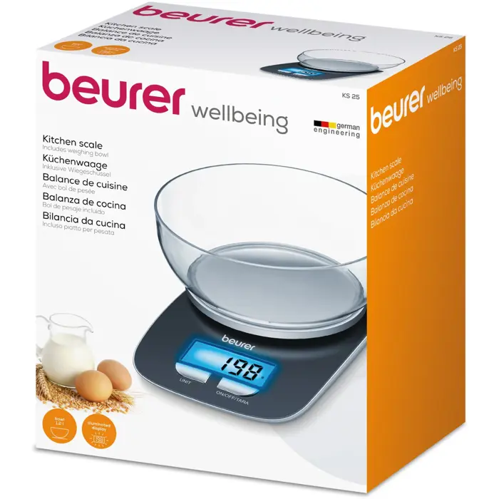 Beurer kitchen scale KS 25 (black, with weighing bowl)