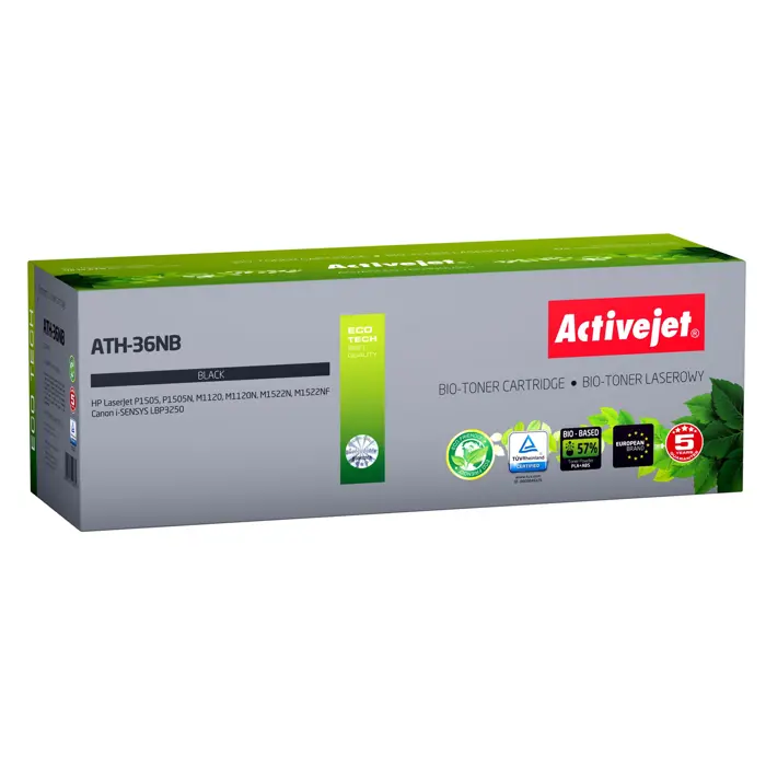 BIO Activejet ATH-36NB toner for HP, Canon printers, Replacement HP 36A CB436A, Canon CRG-713; Supreme; 2000 pages; black. ECO Toner.