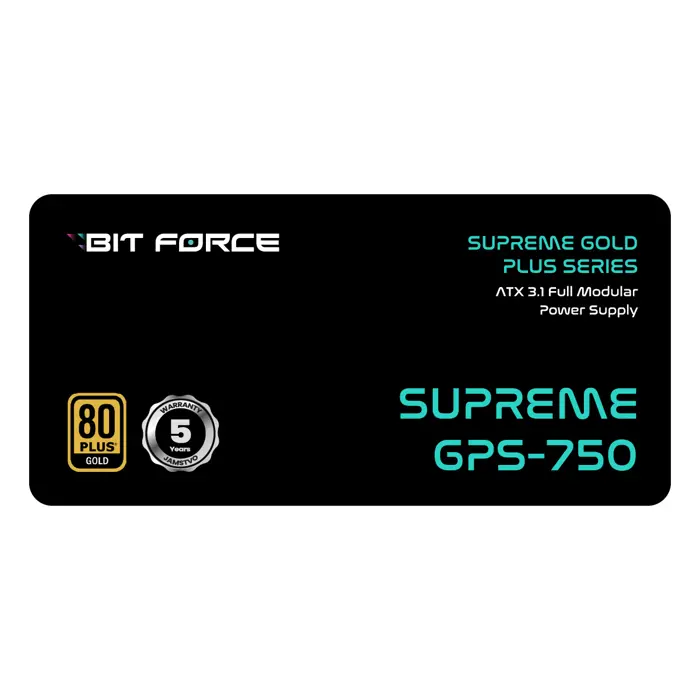 BIT FORCE napajanje 750W 80PLUS GOLD SUPREME GPS-750 modularno ATX 3.1 PCI-E 5.1 FDB