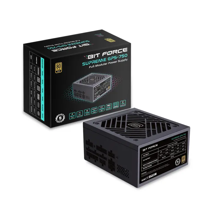 BIT FORCE napajanje 750W 80PLUS GOLD SUPREME GPS-750 modularno ATX 3.1 PCI-E 5.1 FDB