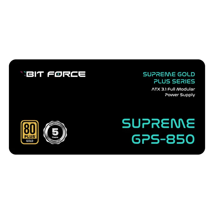 BIT FORCE napajanje 850W 80PLUS GOLD SUPREME GPS-850 modularno ATX 3.1 PCI-E 5.1 FDB