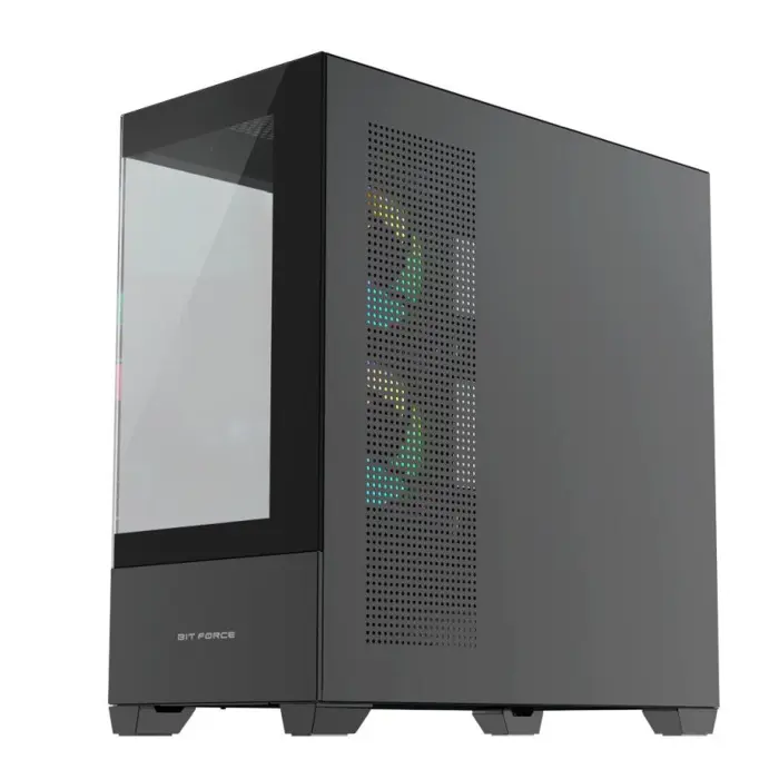 Bit Force SPARK ARGB-TG3 Midi Tower ARGB Gaming PC ATX kućište bez napajanja, crno