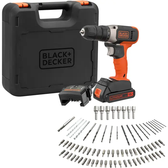 Black+Decker cordless drill/screwdriver BCD001C1, 18Volt (orange/black, Li-ion battery 1.5Ah)
