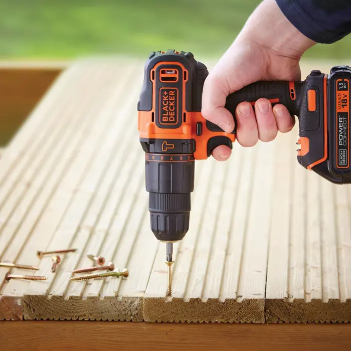 BLACK+DECKER cordless impact drill BCKSB04, 18Volt (orange/black, 2x Li-ion battery 1.5Ah, storage box, 78-piece accessory set)
