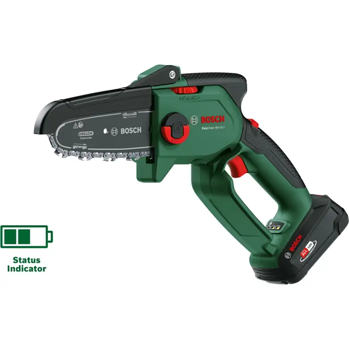 Bosch cordless chainsaw EasyChain 18V-15-7, 18Volt, electric chainsaw (green/black, Li-ion battery 2.5Ah, POWER FOR ALL ALLIANCE)