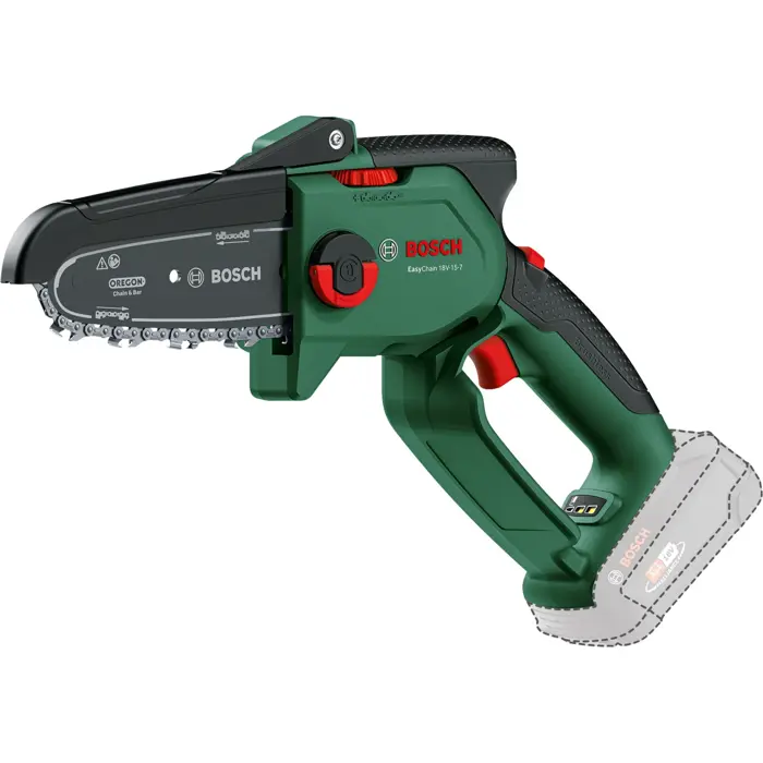 Bosch cordless chainsaw EasyChain 18V-15-7, 18Volt, electric chainsaw (green/black, Li-ion battery 2.5Ah, POWER FOR ALL ALLIANCE)