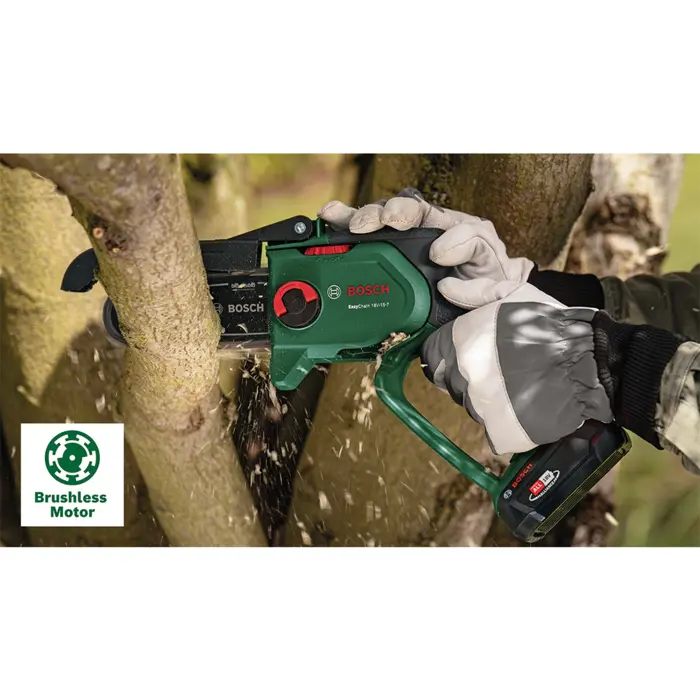 Bosch cordless chainsaw EasyChain 18V-15-7, 18Volt, electric chainsaw (green/black, Li-ion battery 2.5Ah, POWER FOR ALL ALLIANCE)