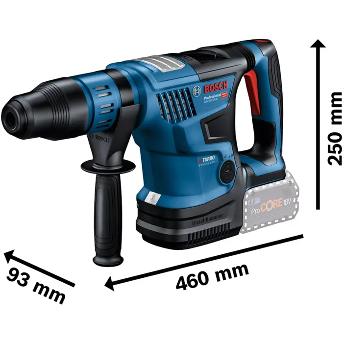 Bosch cordless hammer drill BITURBO GBH 18V-36 C Professional solo (blue/black, without battery and charger, Bluetooth module, in case)