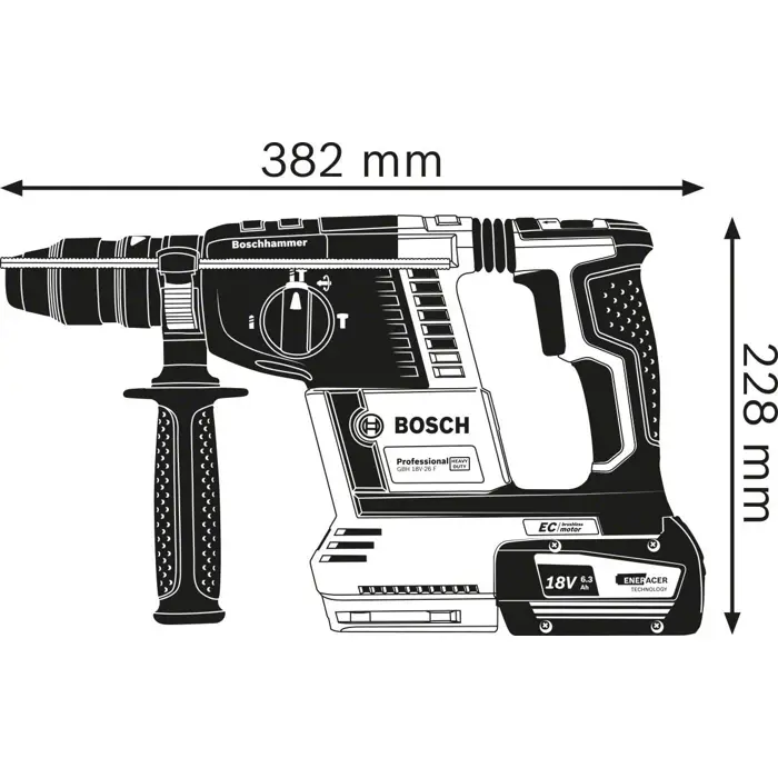Bosch cordless hammer drill GBH 18V-26 F Professional, 18V (blue/black, 2x battery ProCORE18V 5.5Ah, L-BOXX, dust extraction)