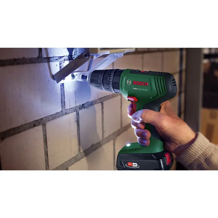 Bosch cordless impact drill EasyImpact 18V-40 (green/black, Li-ion battery 2.0Ah, case, POWER FOR ALL ALLIANCE)