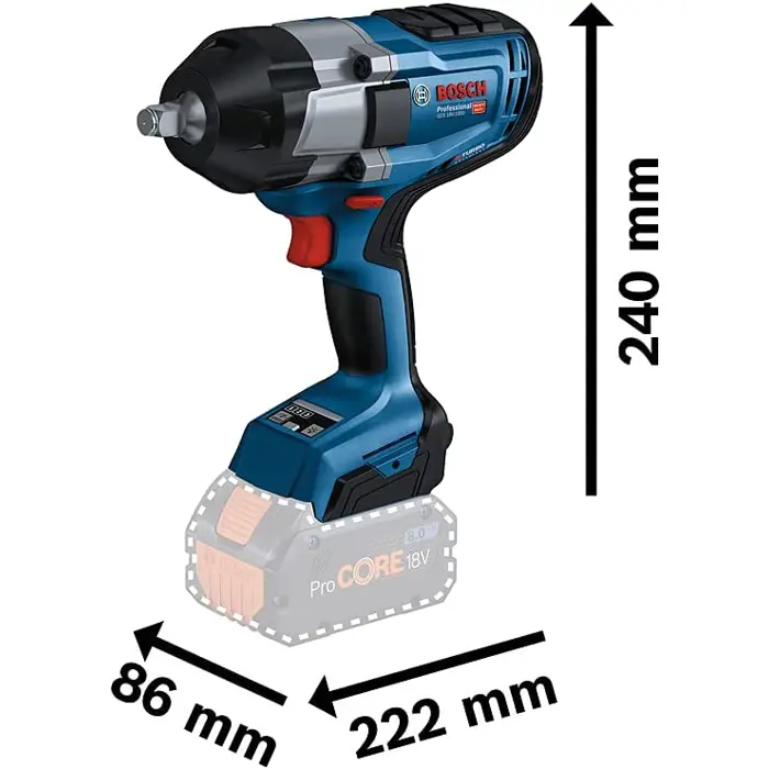 Bosch cordless impact wrench BITURBO GDS 18V-1000 Professional solo, 18V (blue/black, without battery and charger, 1/2)