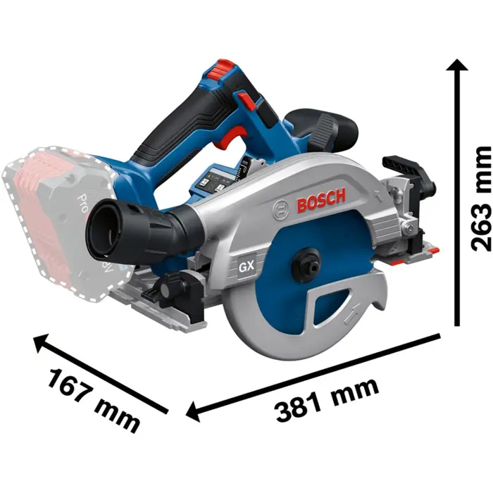 Bosch cordless portable circular saw GKS 18V-57-2 GX Professional solo, 18Volt (blue/black, without battery and charger)