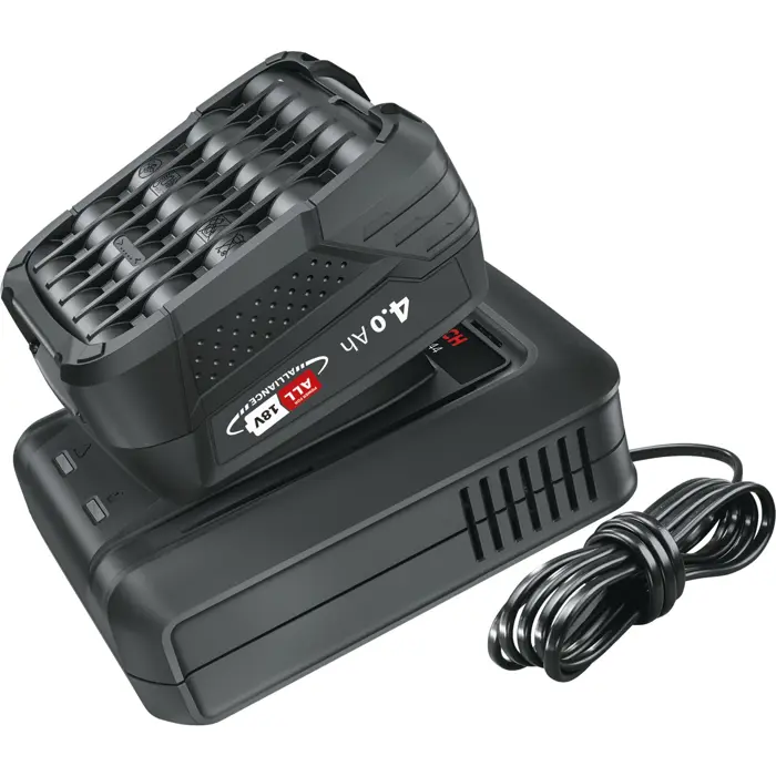 Bosch DIY & Garden Cordless Starter Set 18V 1x 4.0Ah + Quick Charger AL 18V-44 black, Li-ion battery 4.0Ah, POWER FOR ALL ALLIANCE