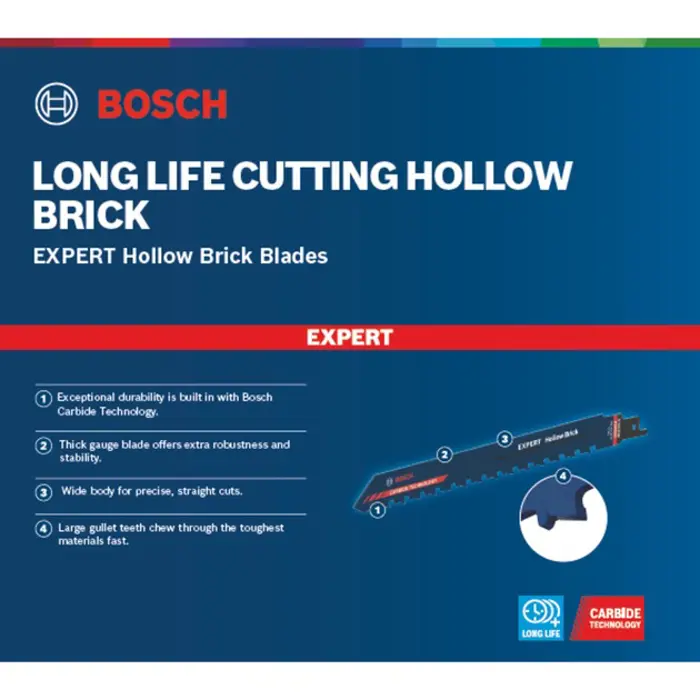 Bosch Expert reciprocating saw blade 'Hollow Brick' S 1543 HM, 3 pieces (length 240mm)