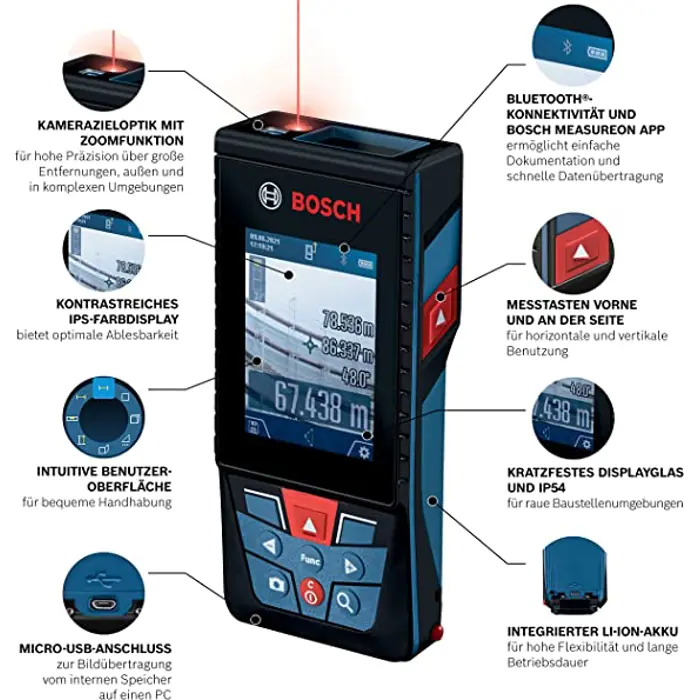 Bosch Laser rangefinder GLM 150-27 C Professional (blue/black, range 100m, red laser line)