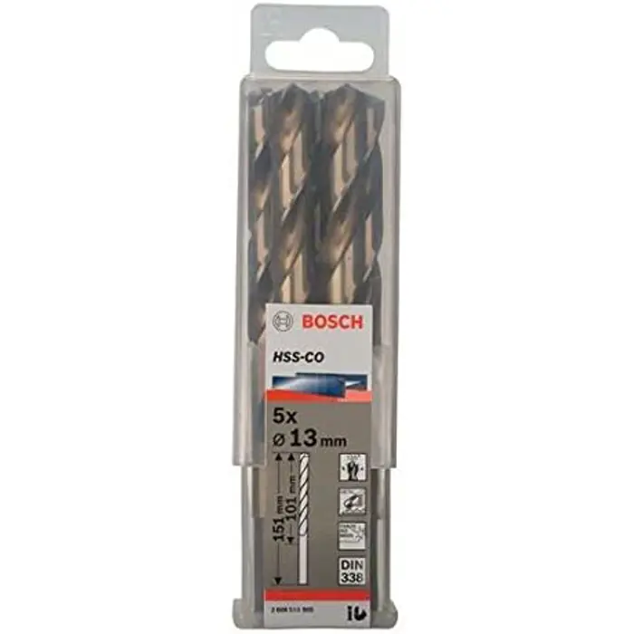 Bosch Metal twist drill HSS-Co, DIN 338, 13.0mm (5 pieces, working length 101mm)