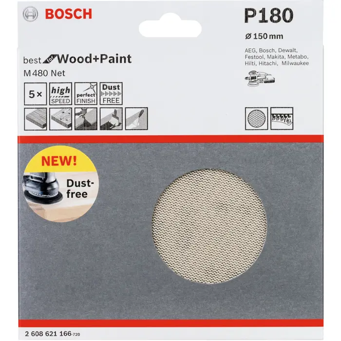 Bosch net abrasive M480, 150mm, G180 - 2608621166