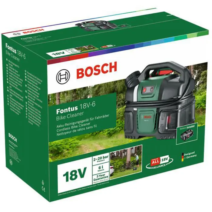 Bosch Powertools bicycle cleaning device Fontus 18V-6 (green/black, incl. battery and charger, POWER FOR ALL ALLIANCE)